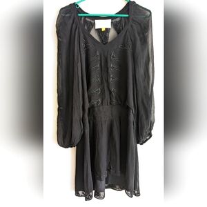 ANTHROPOLOGIE Leifsdottir Silk Lined Black Embroidered Lace Dress SIZE 8
